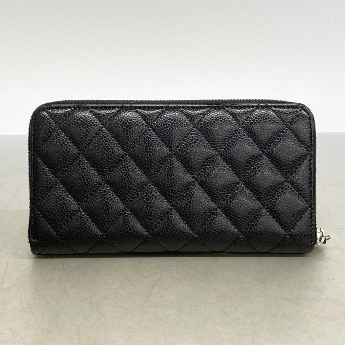 Chanel Wallet Quilted Caviar Leather Black Silver — view 5