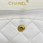 Chanel Shoulder Bag Quilted Lambskin White Gold — view 8