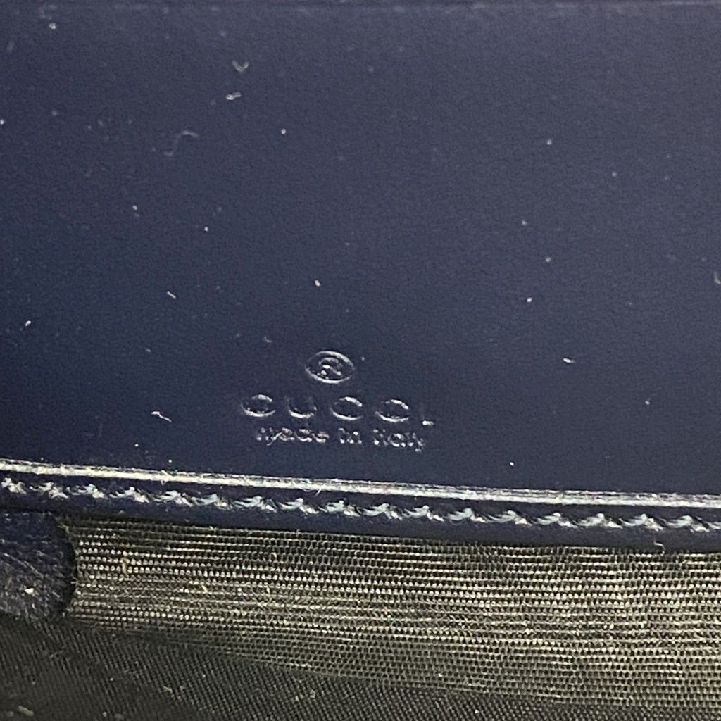 Gucci Wallet Horsebit Canvas Navy Beige Gold — view 4