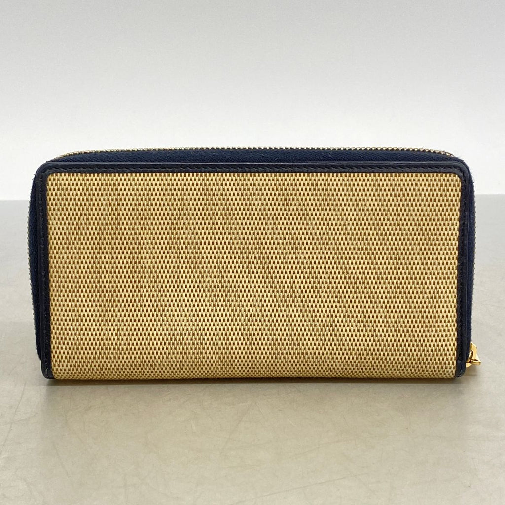 Gucci Wallet Horsebit Canvas Navy Beige Gold — view 8