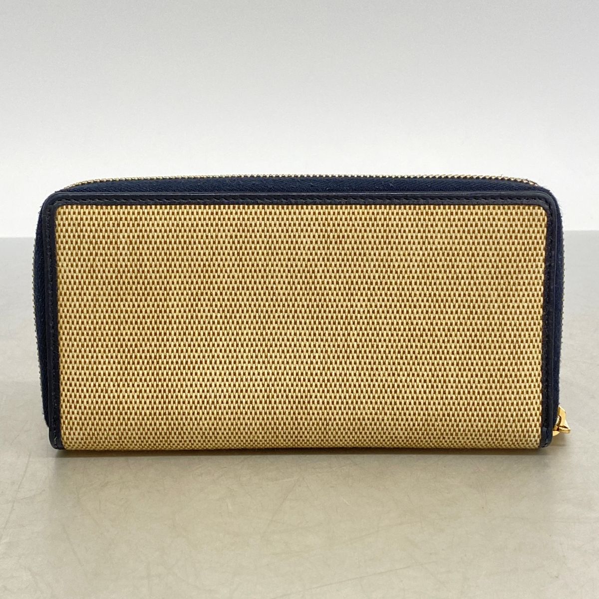 Gucci Wallet Horsebit Canvas Navy Beige Gold — view 8