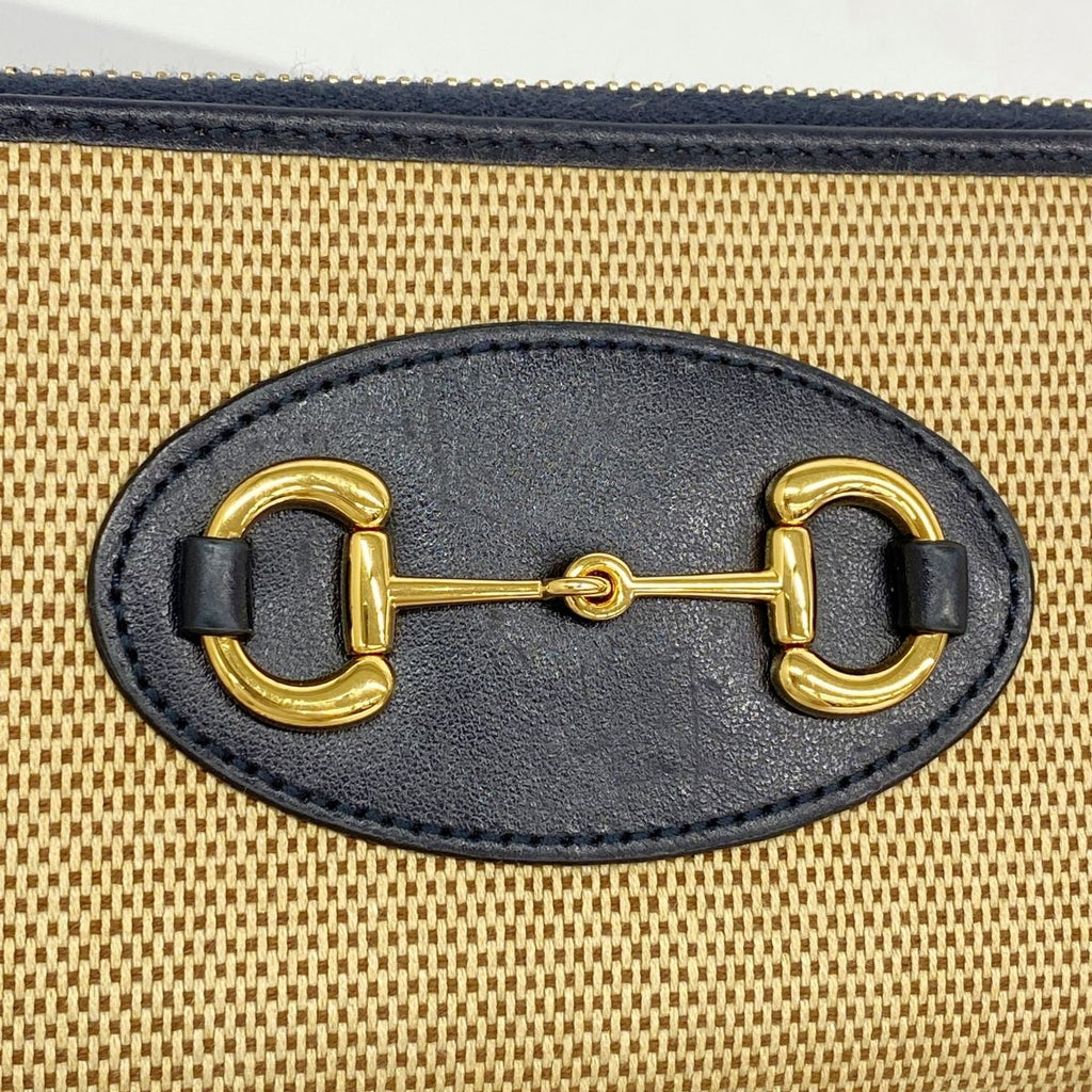 Gucci Wallet Horsebit Canvas Navy Beige Gold — view 7