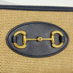 Gucci Wallet Horsebit Canvas Navy Beige Gold — view 7