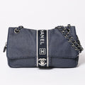 Chanel Sports Line Mesh Chain Shoulder Bag Fabric CC Logo CC Turnlock Navy