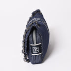 Chanel Sports Line Mesh Chain Shoulder Bag Fabric CC Logo CC Turnlock Navy — view 4
