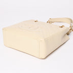 Chanel Petit Timeless Tote Bag Quilted Caviar Leather Light Beige CC Logo — view 8