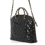 Chanel Chain Shoulder Bag CC Logo Quilted Patent 2-Way Black — view 2