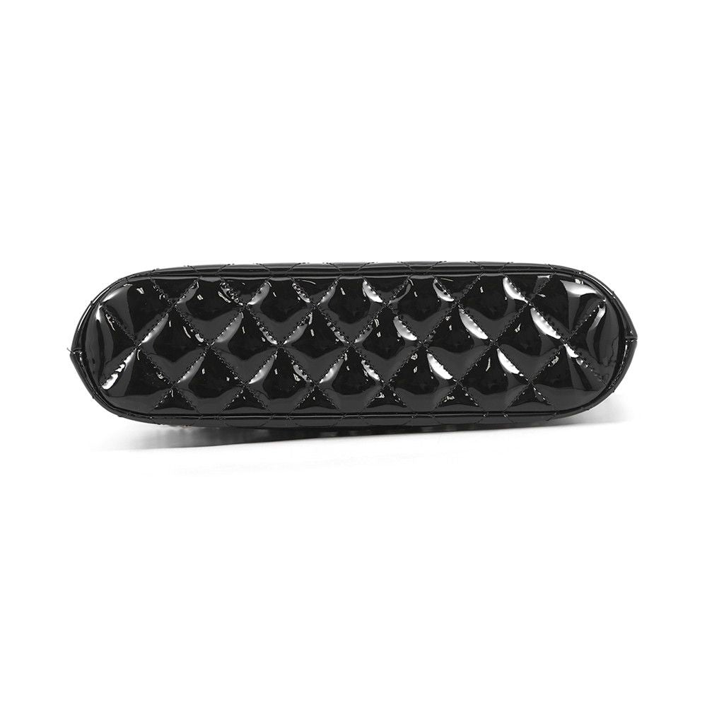 Chanel Chain Shoulder Bag CC Logo Quilted Patent 2-Way Black — view 3