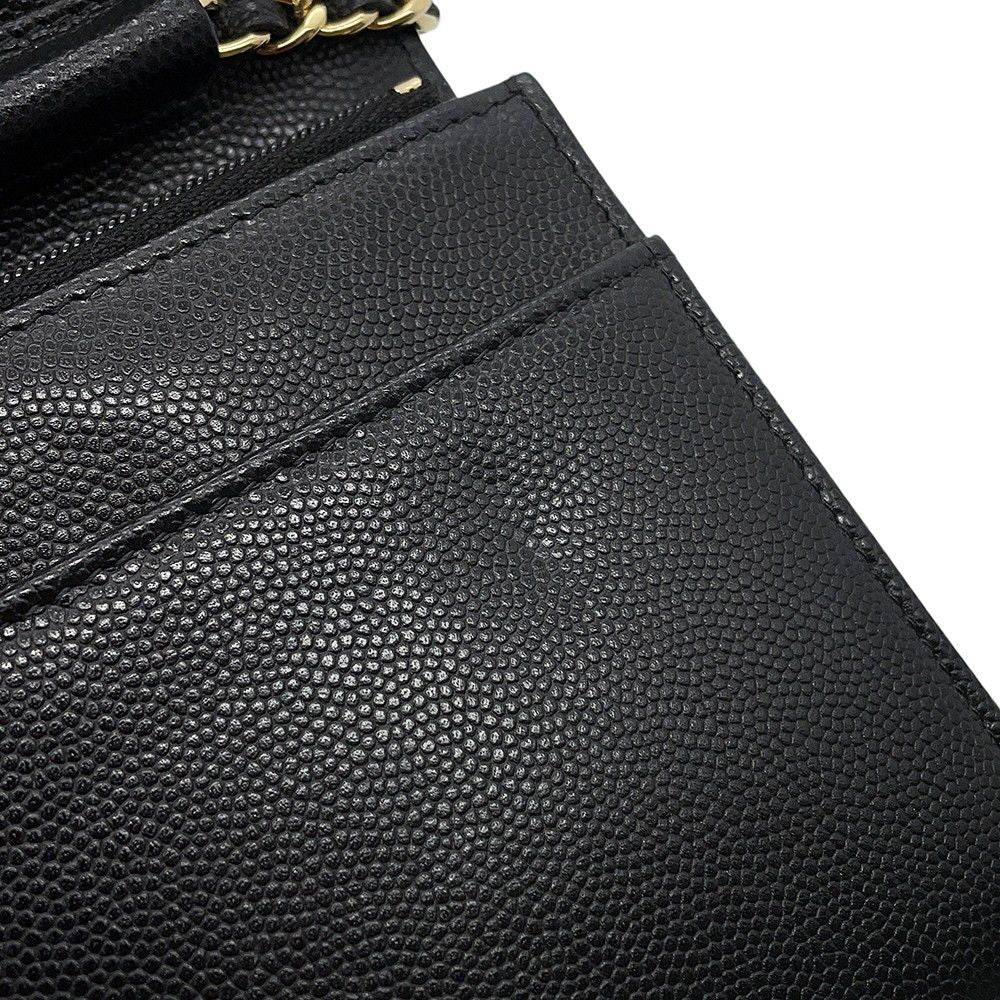 Chanel Chain Wallet CC Logo Caviar Leather Black — view 9