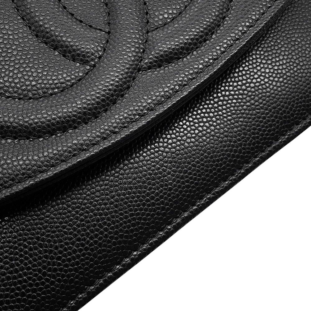 Chanel Chain Wallet CC Logo Caviar Leather Black — view 8