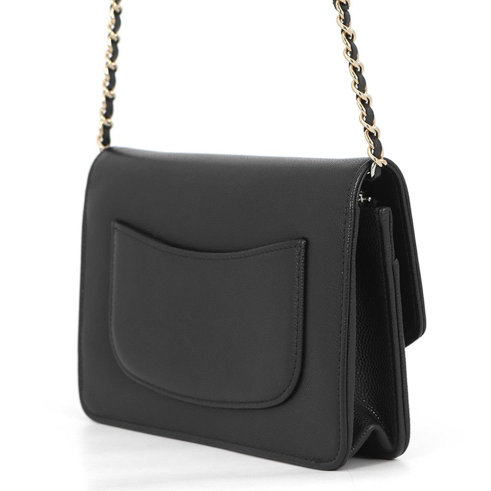 Chanel Chain Wallet CC Logo Caviar Leather Black — view 2