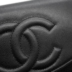 Chanel Chain Wallet CC Logo Caviar Leather Black — view 7