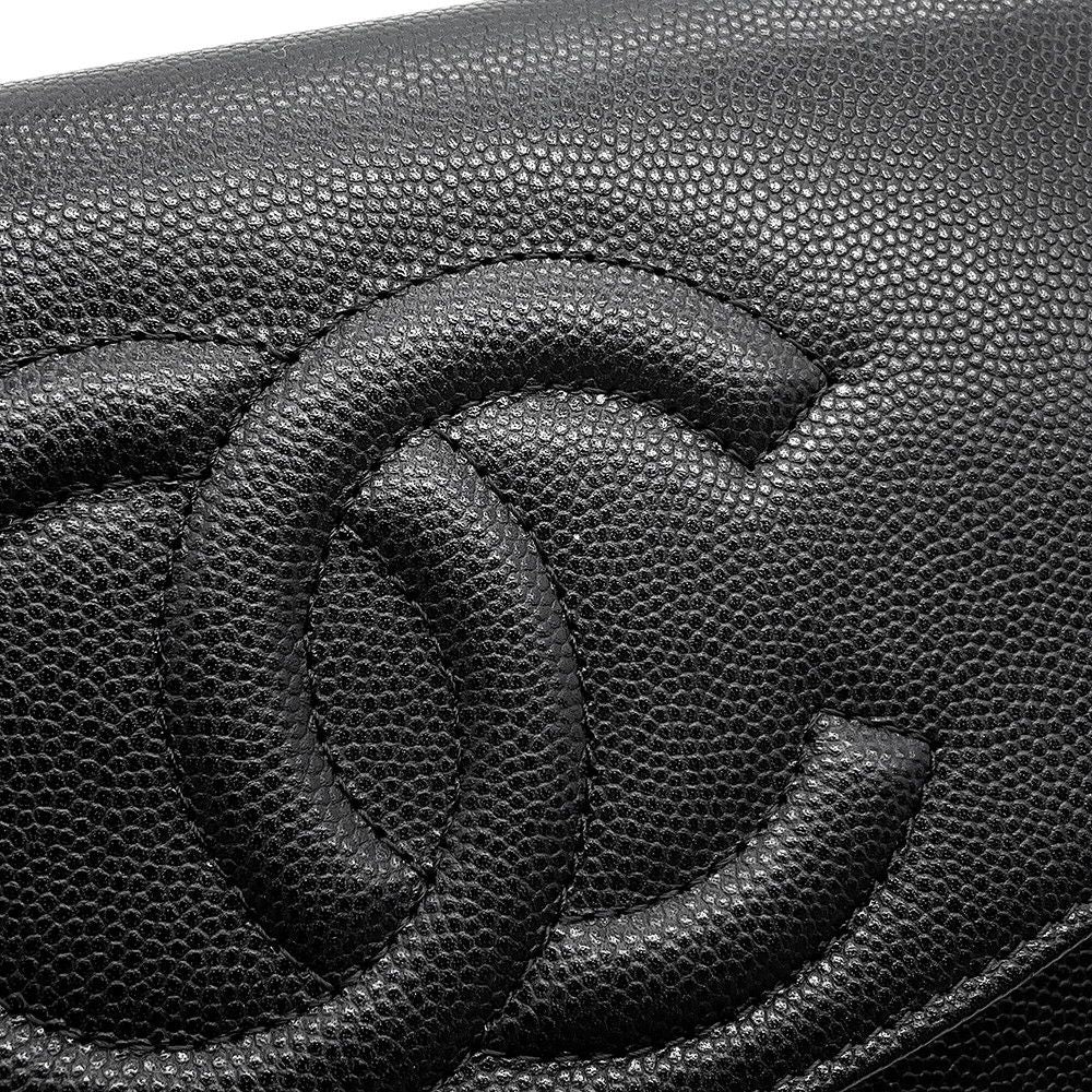 Chanel Chain Wallet CC Logo Caviar Leather Black — view 7