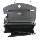 Chanel Chain Wallet CC Logo Caviar Leather Black — view 6