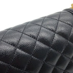 Chanel Chain Shoulder Bag Quilted CC Logo Boy Small Caviar Leather 2-Way Black — view 7