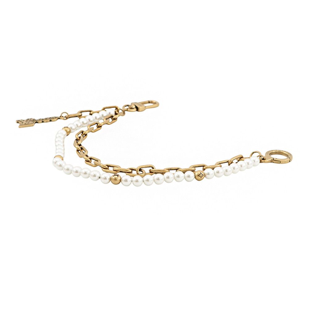 Louis Vuitton Bag Charm Chain Belt Pearl Bag Metal Faux — view 2