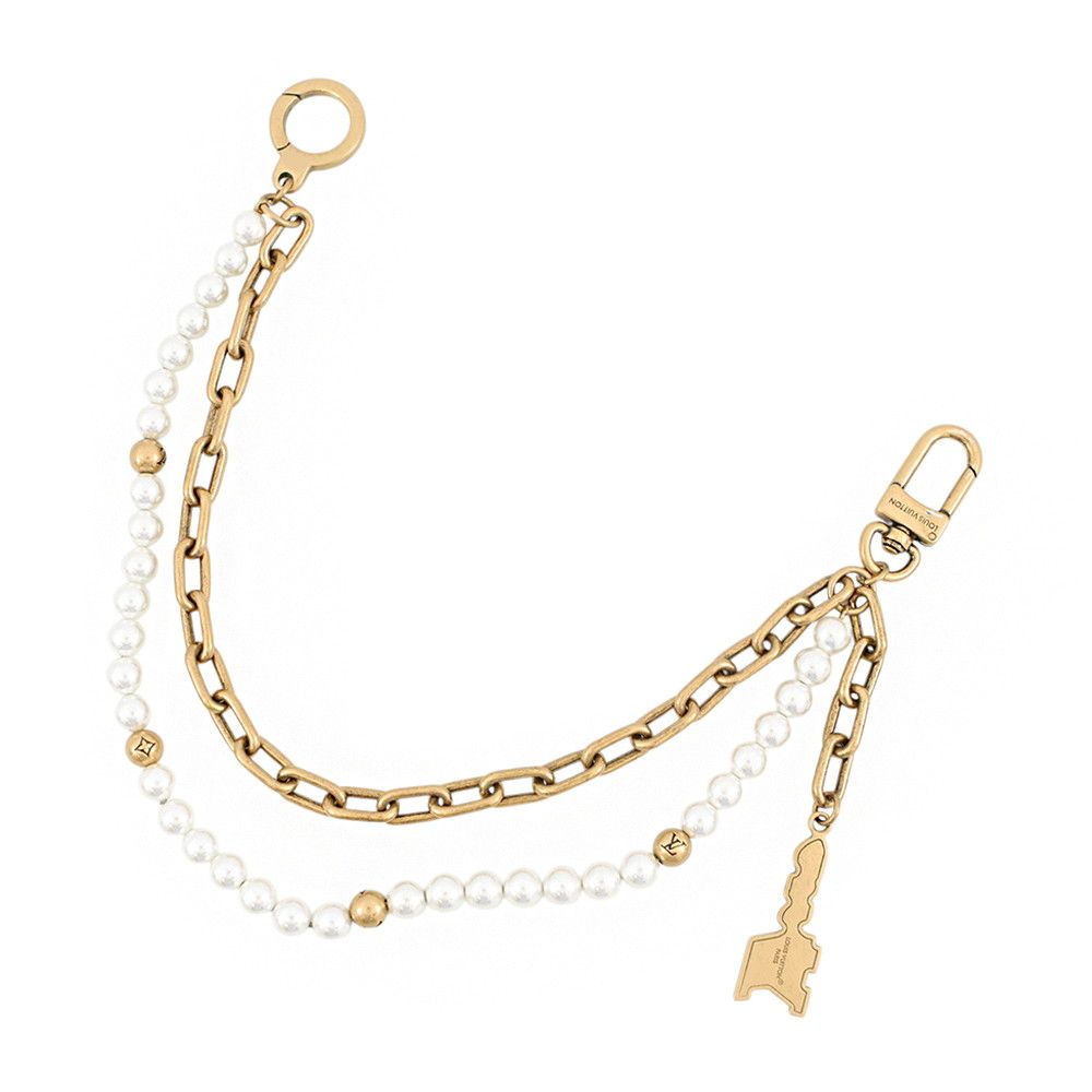 Louis Vuitton Bag Charm Chain Belt Pearl Bag Metal Faux — view 3