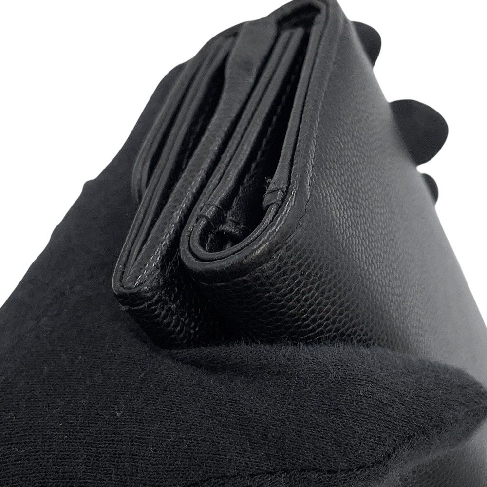 Chanel Trifold Wallet Quilted CC Logo Small Flap Caviar Leather Black — view 7