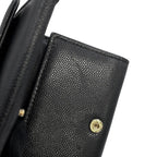 Chanel Trifold Wallet Quilted CC Logo Small Flap Caviar Leather Black — view 9