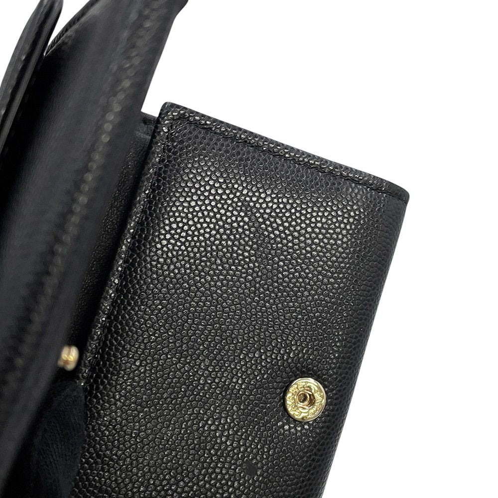 Chanel Trifold Wallet Quilted CC Logo Small Flap Caviar Leather Black — view 9