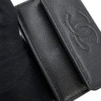 Chanel Trifold Wallet Quilted CC Logo Small Flap Caviar Leather Black — view 6