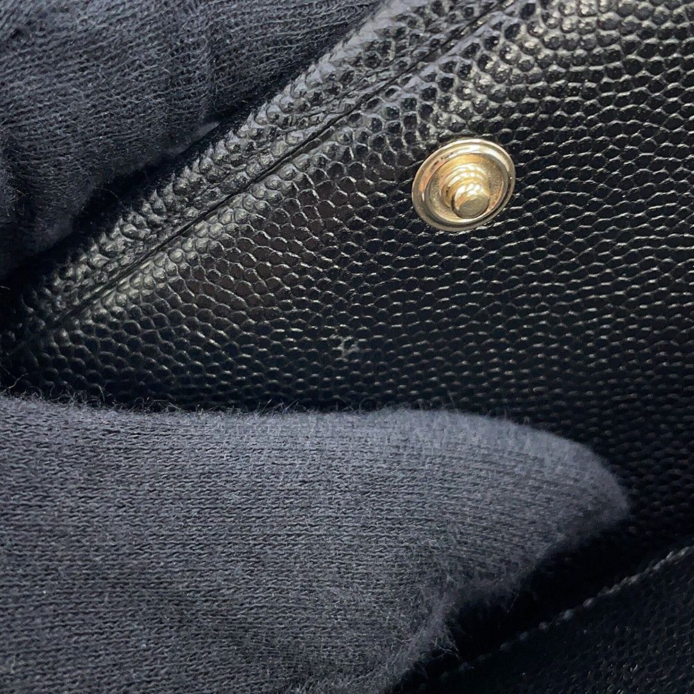 Chanel Trifold Wallet Quilted CC Logo Small Flap Caviar Leather Black — view 8