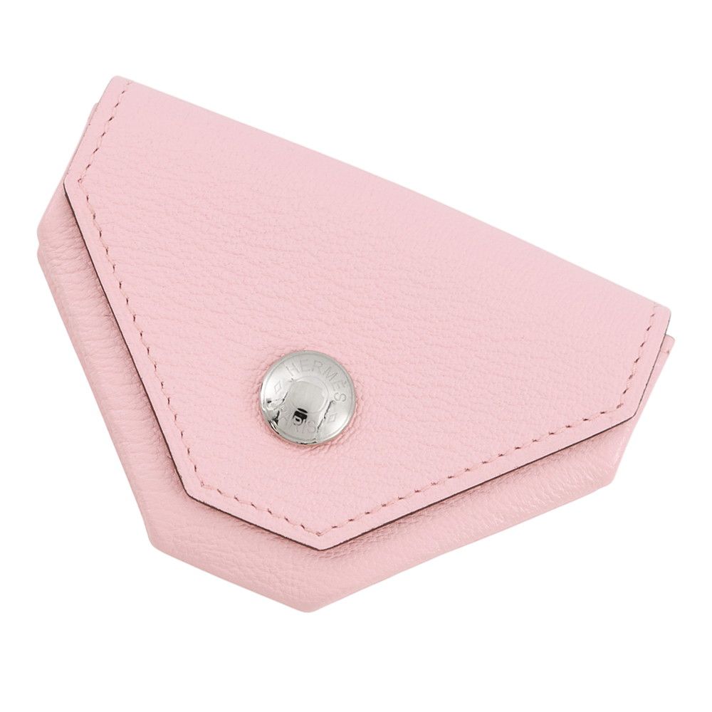 Hermes Coin Case le Vin Quatre Verso Rose Sakura Caramel Silver Chevre Misor