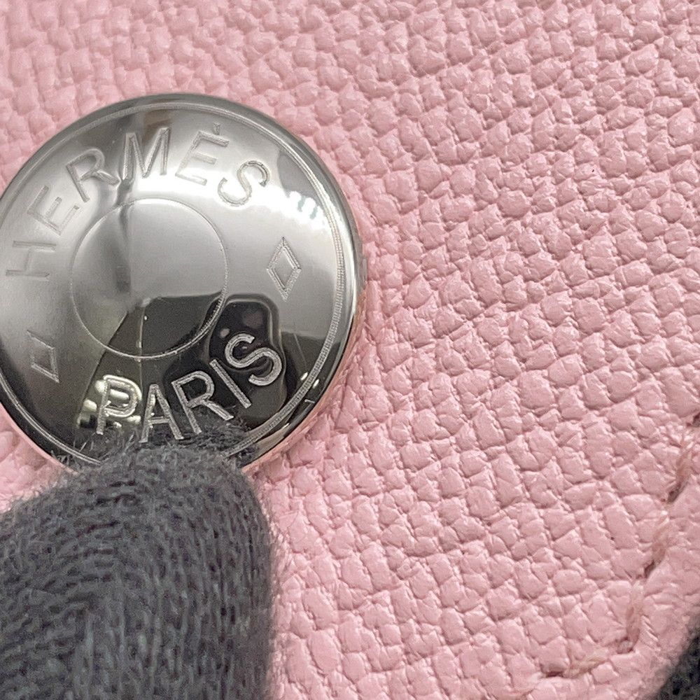 Hermes Coin Case le Vin Quatre Verso Rose Sakura Caramel Silver Chevre Misor — view 5