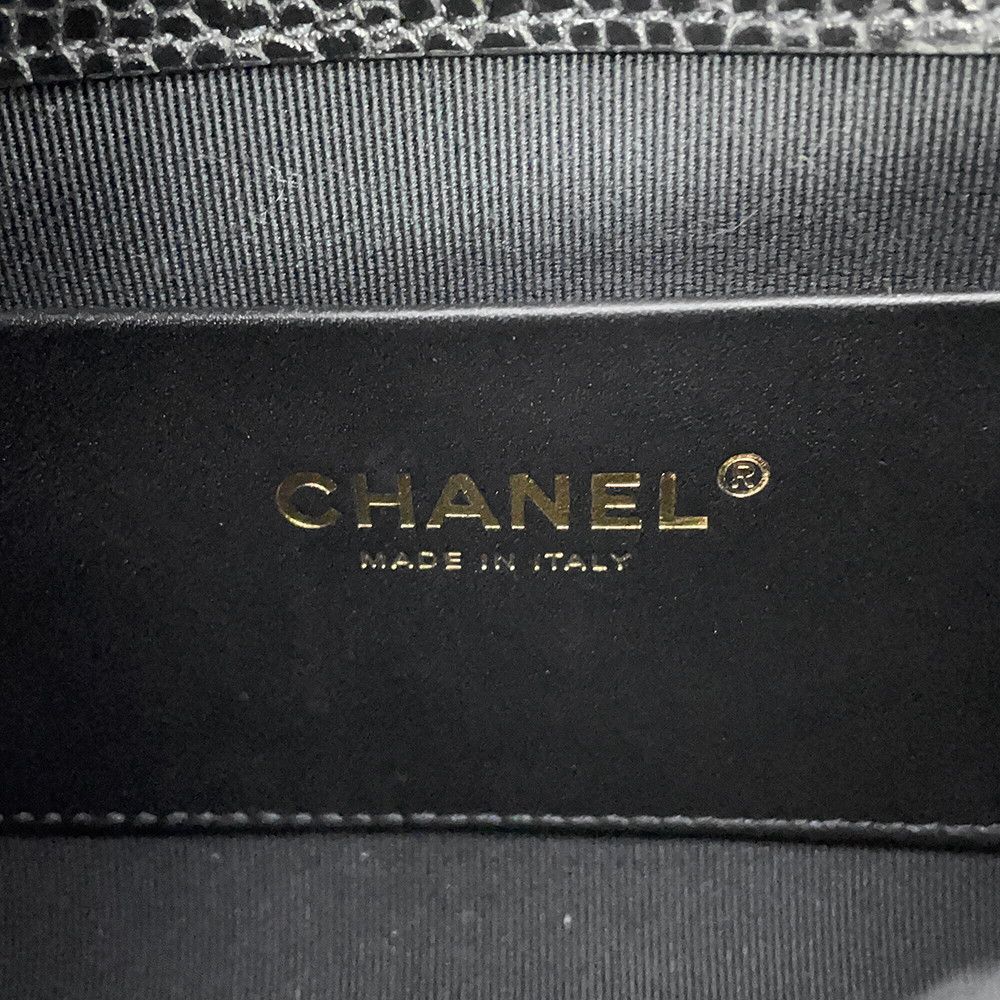 Chanel Chain Shoulder Bag Quilted CC Logo Caviar Leather Black — view 9