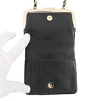 Chanel Chain Wallet Quilted CC Logo Kiss Lock Bifold Leather Black — view 5