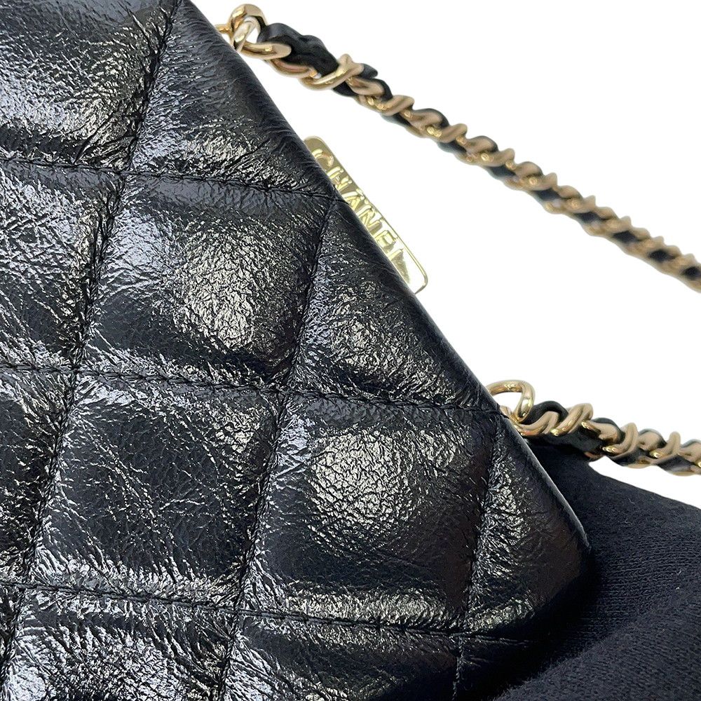 Chanel Chain Wallet Quilted CC Logo Kiss Lock Bifold Leather Black — view 8