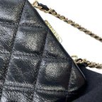 Chanel Chain Wallet Quilted CC Logo Kiss Lock Bifold Leather Black — view 8