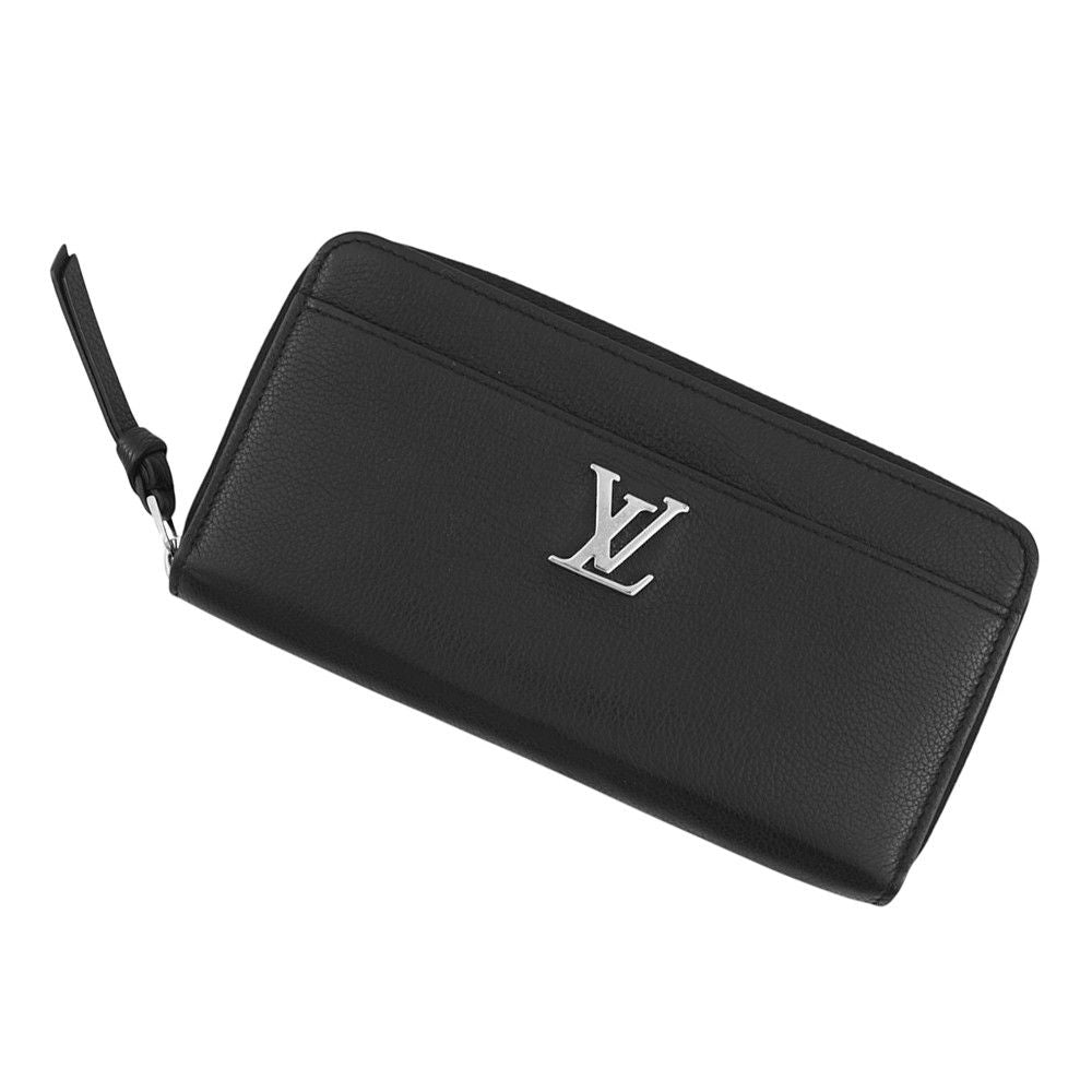 Louis Vuitton Wallet Calf Leather Zippy Lockme Zip Around Black LV Logo