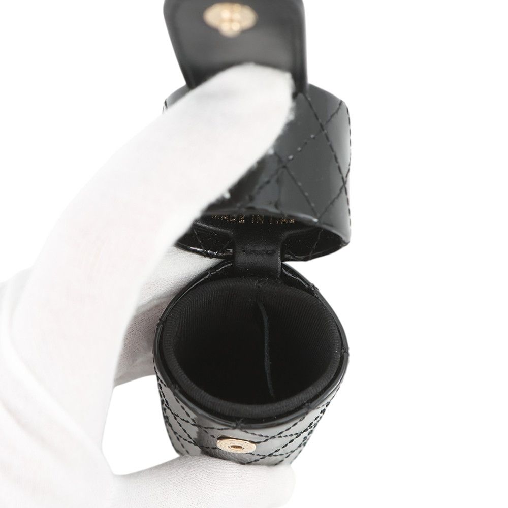 Chanel Lip Case Quilted Chain Patent Leather Black — view 5