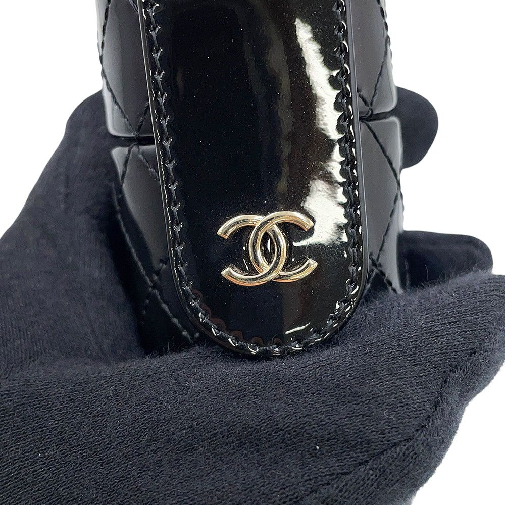 Chanel Lip Case Quilted Chain Patent Leather Black — view 9