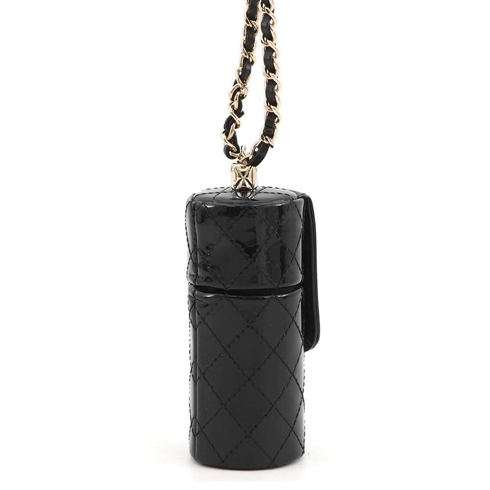 Chanel Lip Case Quilted Chain Patent Leather Black — view 2