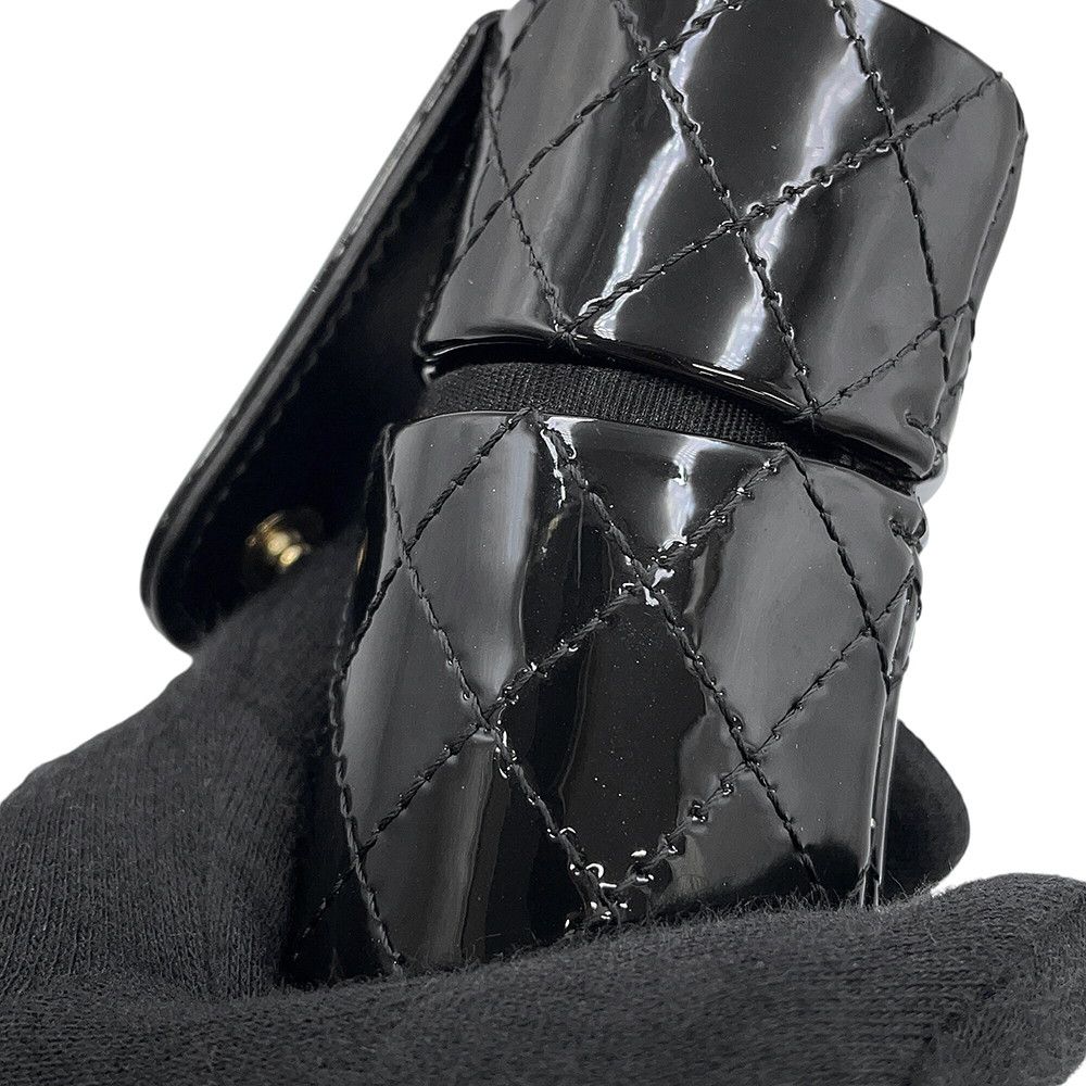 Chanel Lip Case Quilted Chain Patent Leather Black — view 8