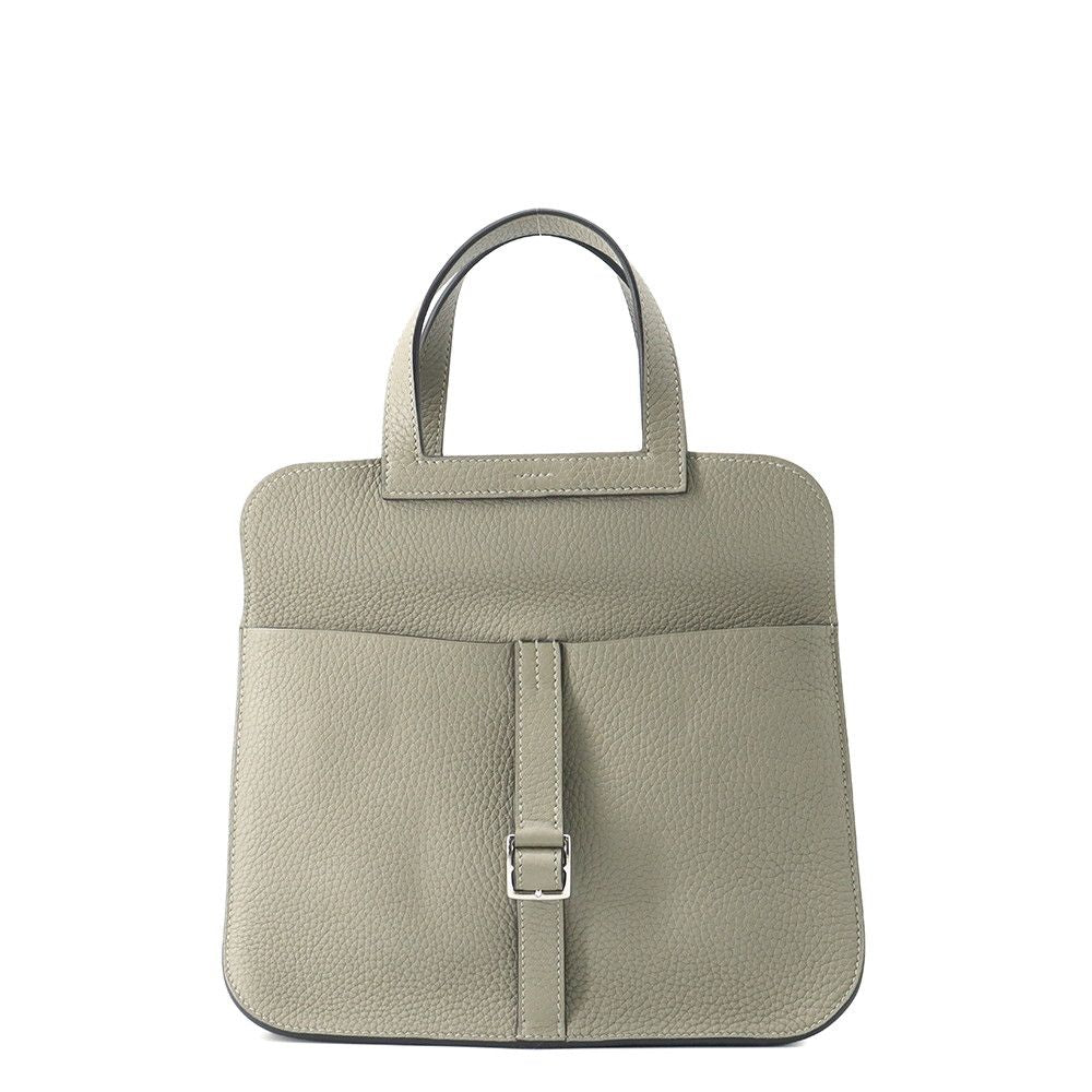 Hermes Handbag Halzan 25 Sage Silver Taurillon Clemence 2-Way