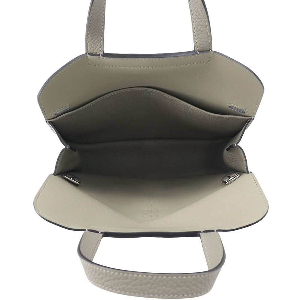 Hermes Handbag Halzan 25 Sage Silver Taurillon Clemence 2-Way — view 6