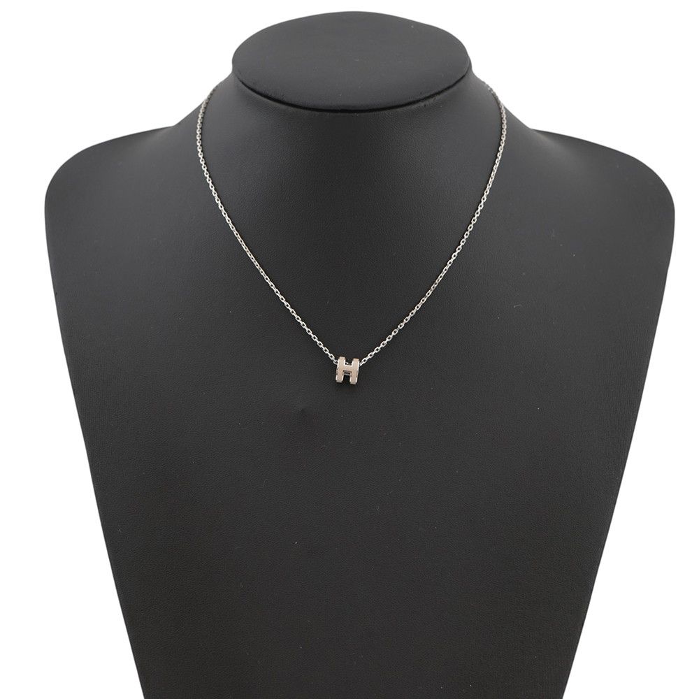 Hermes Necklace Mini Pop Brown Glace Silver — view 4