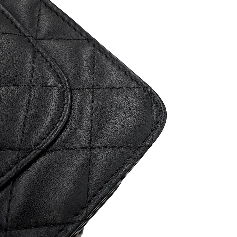 Chanel Chain Wallet Quilted CC Logo Egyptian Charm Lambskin Black — view 9
