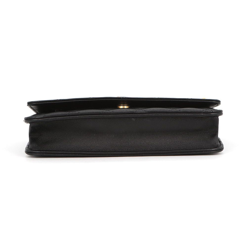 Chanel Chain Wallet Quilted CC Logo Egyptian Charm Lambskin Black — view 3