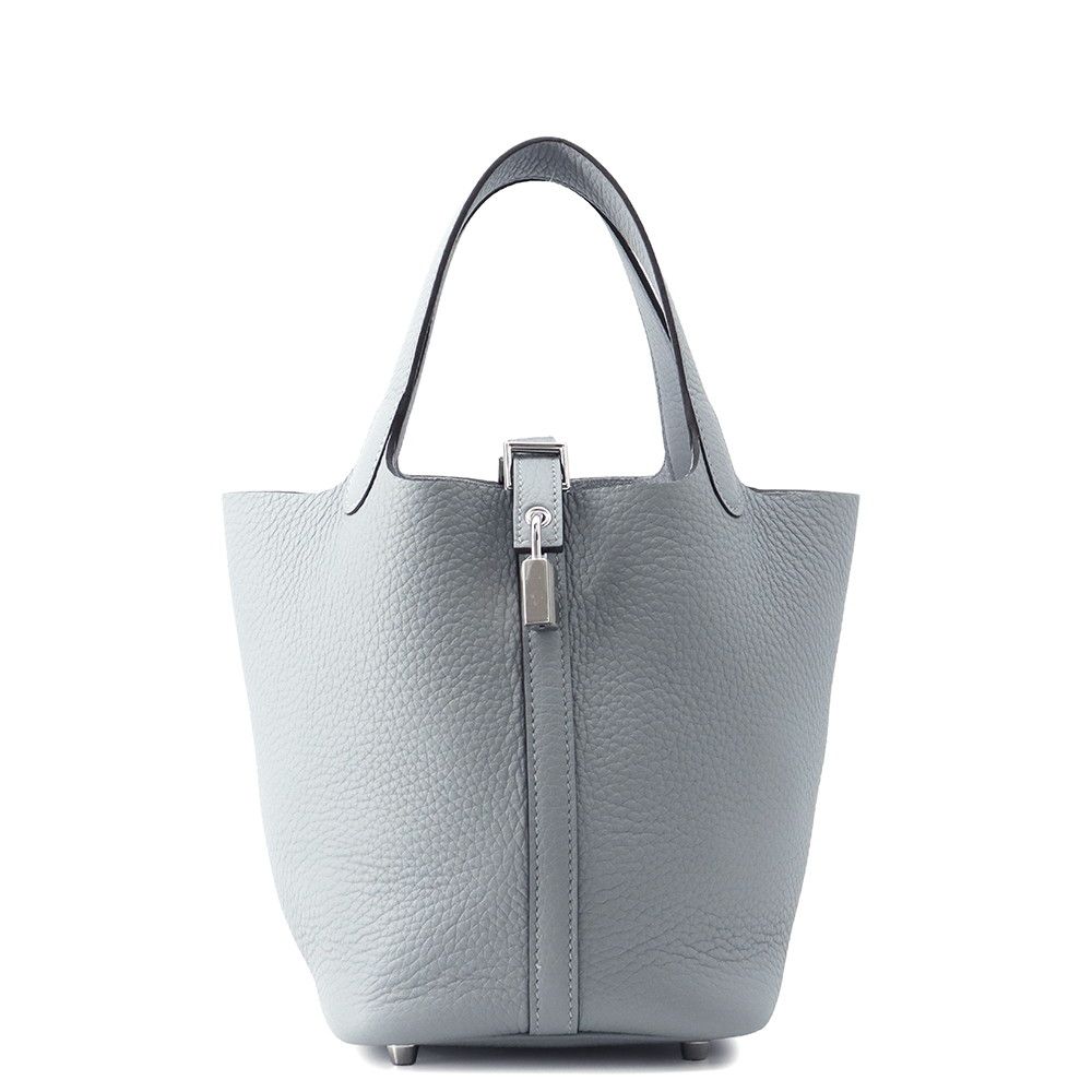 Hermes Handbag Picotin Lock PM Gris Perle Silver Taurillon Clemence Tote