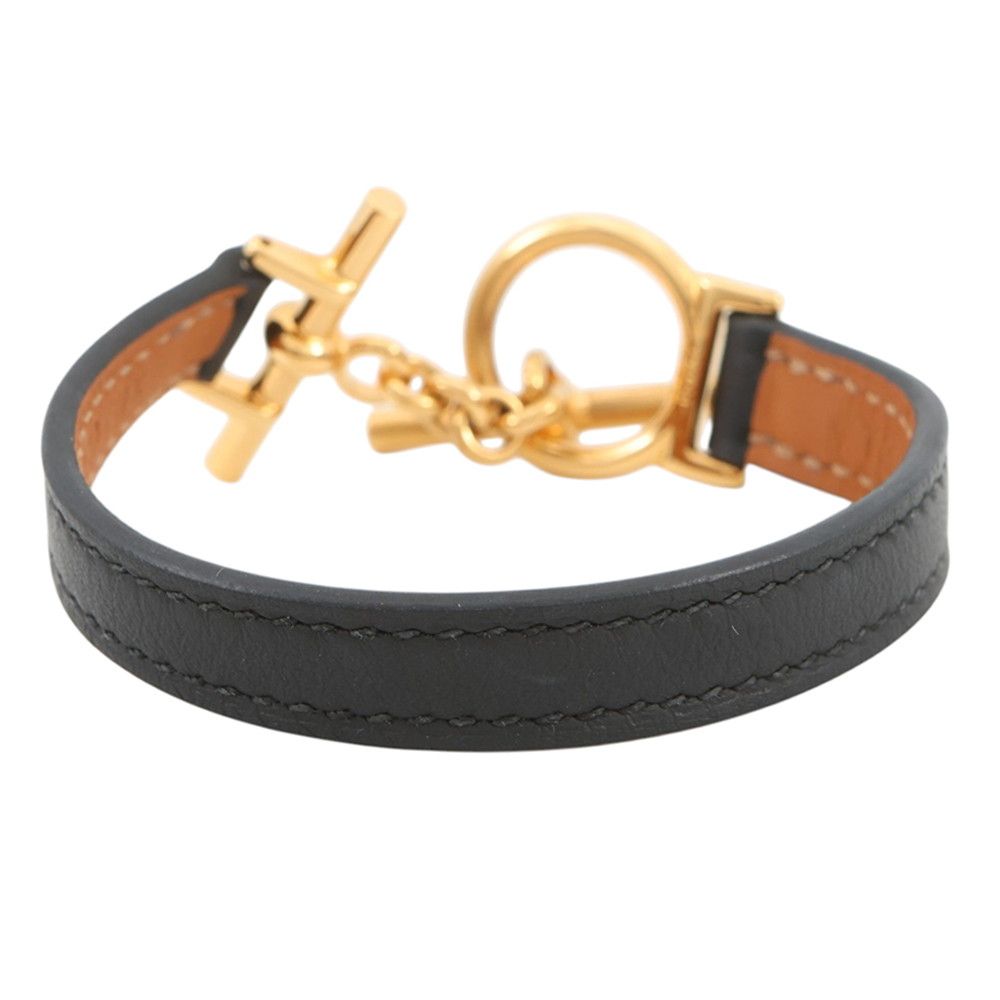 Hermes Bracelet Croisier Black Gold Swift T3 — view 3