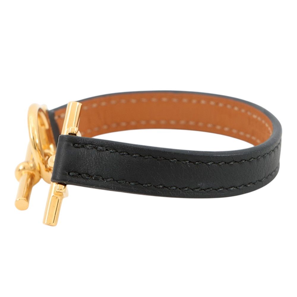 Hermes Bracelet Croisier Black Gold Swift T3 — view 2