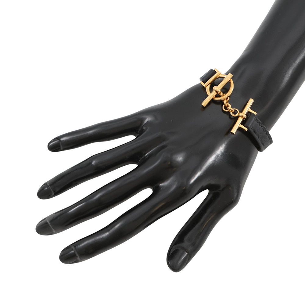 Hermes Bracelet Croisier Black Gold Swift T3 — view 4