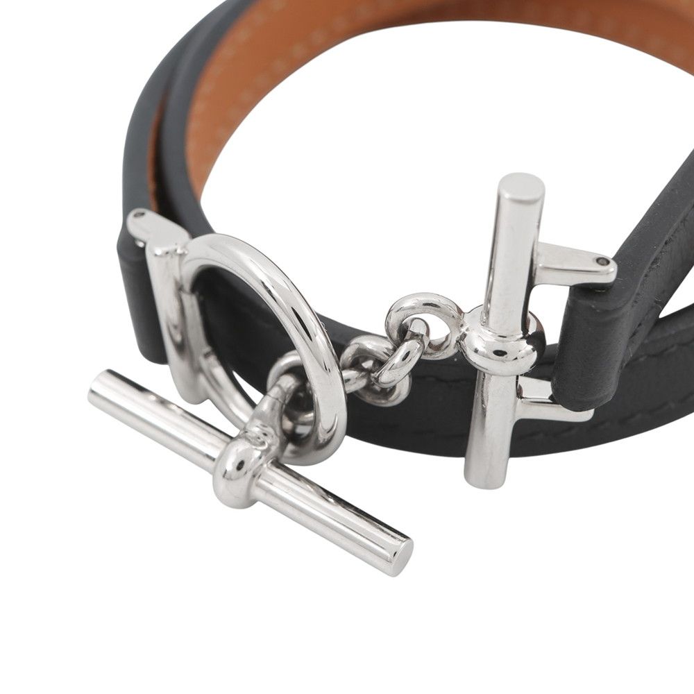Hermes Bracelet Croisier Double Tour Black Silver Swift T2 — view 5