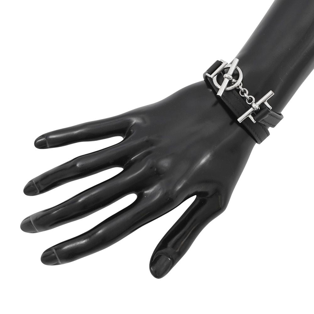 Hermes Bracelet Croisier Double Tour Black Silver Swift T2 — view 4