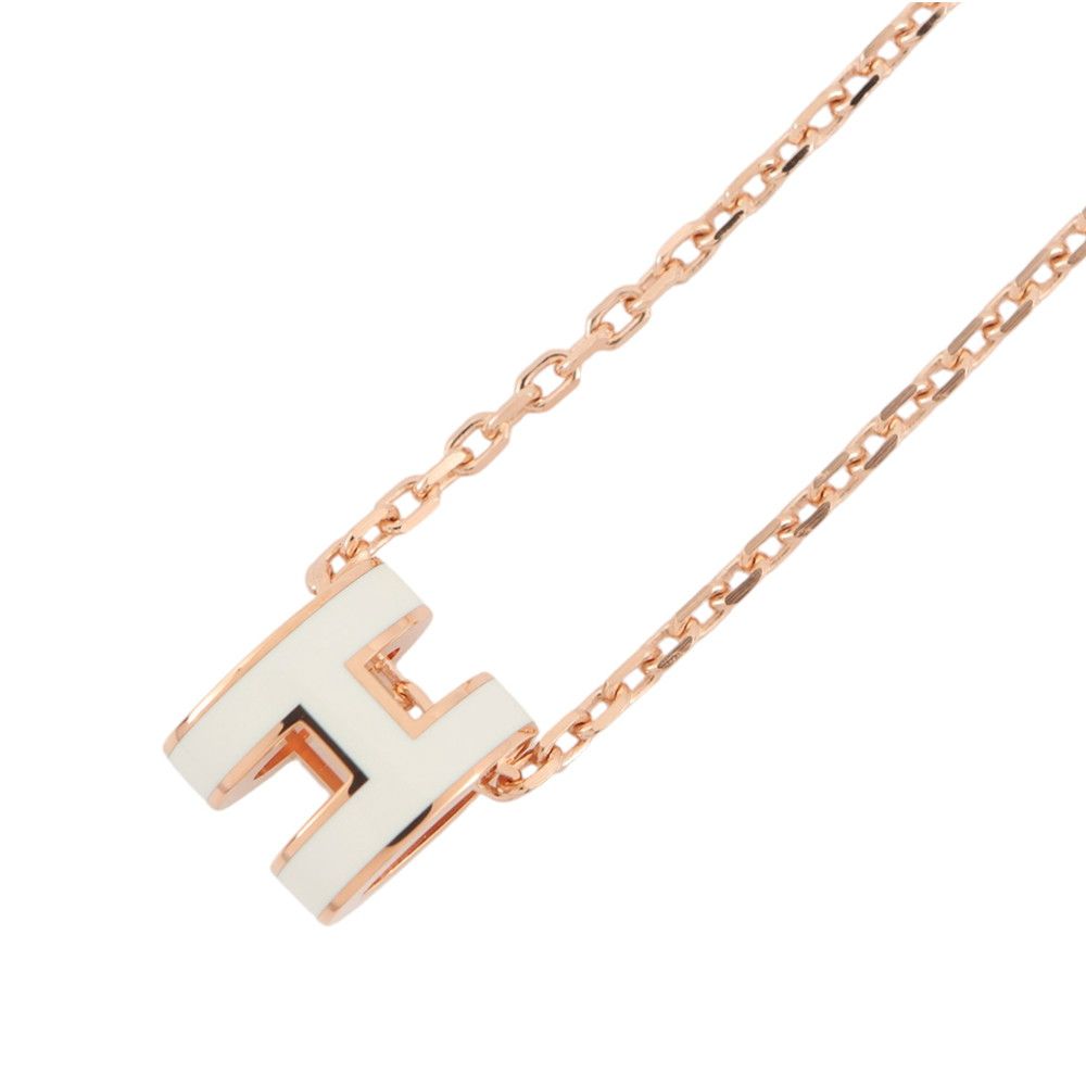 Hermes Necklace Mini Pop White Pink Gold