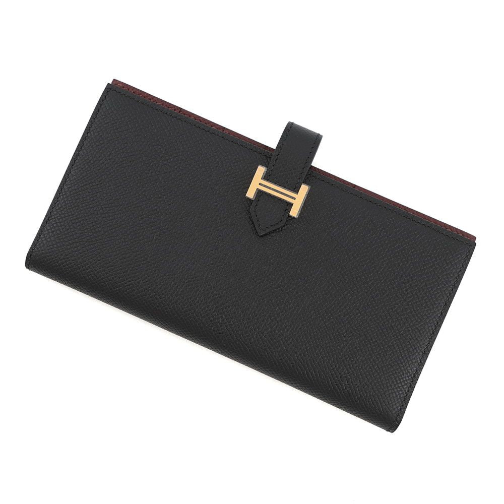 Hermes Wallet Bearn Souffle Yes Verso Black Rouge Assi Gold Epsom